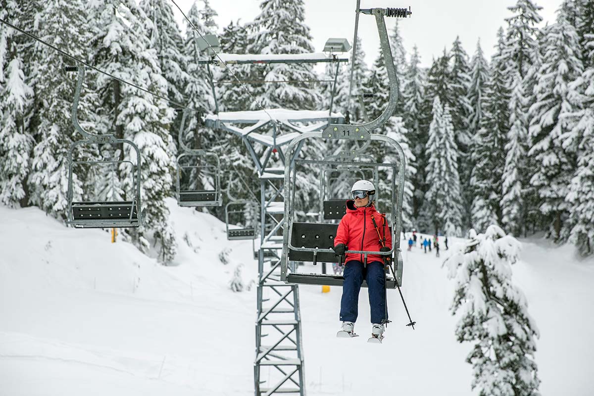 Patagonia 3-layer PowSlayer ski jacket (riding chairlift)