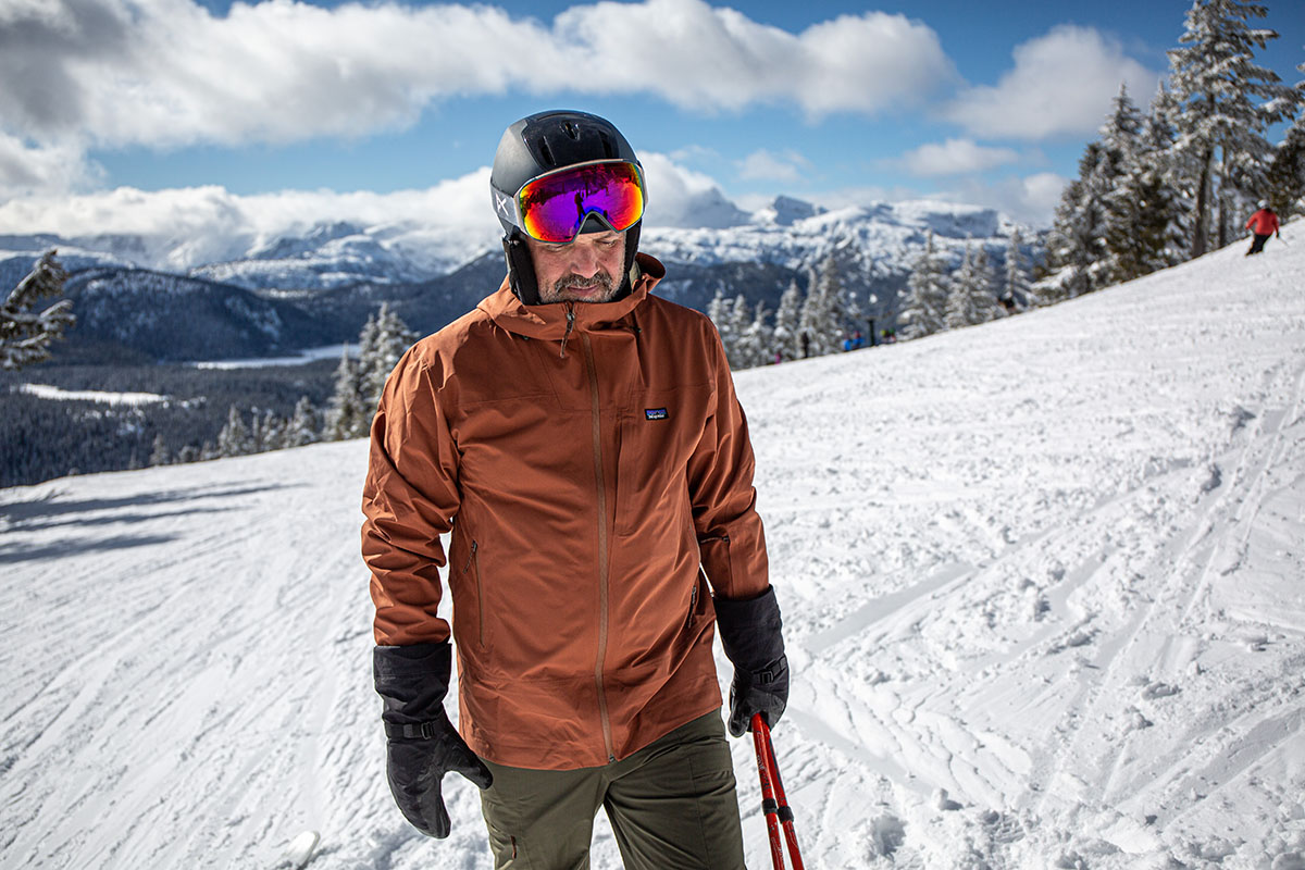 ​​Patagonia Storm Shift Jacket (mountain backdrop at resort)