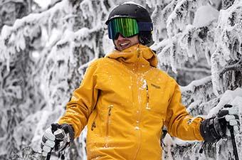 Wearing the Trew Gear Cosmic Jacket Primo in the snow